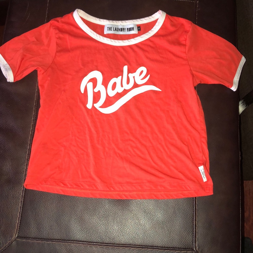 orange crop top shirt